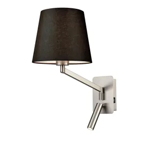 5711/221BW Swing Arm Wall Light LED with USB with Black Shade