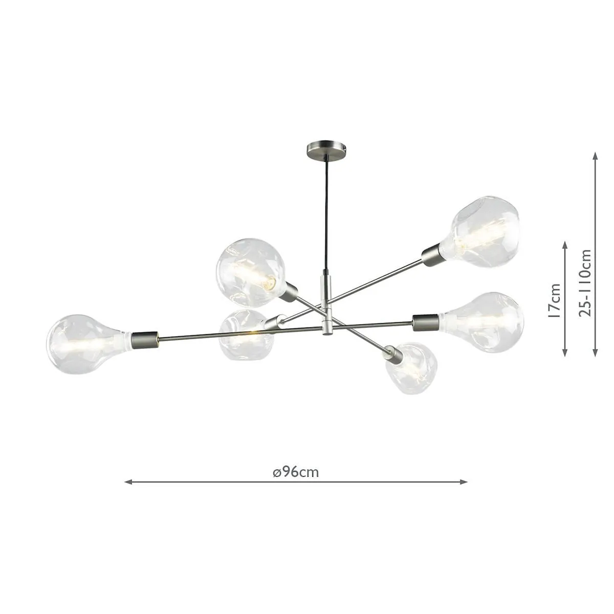 ALA0646 6 Light Suspended Light Satin Chrome