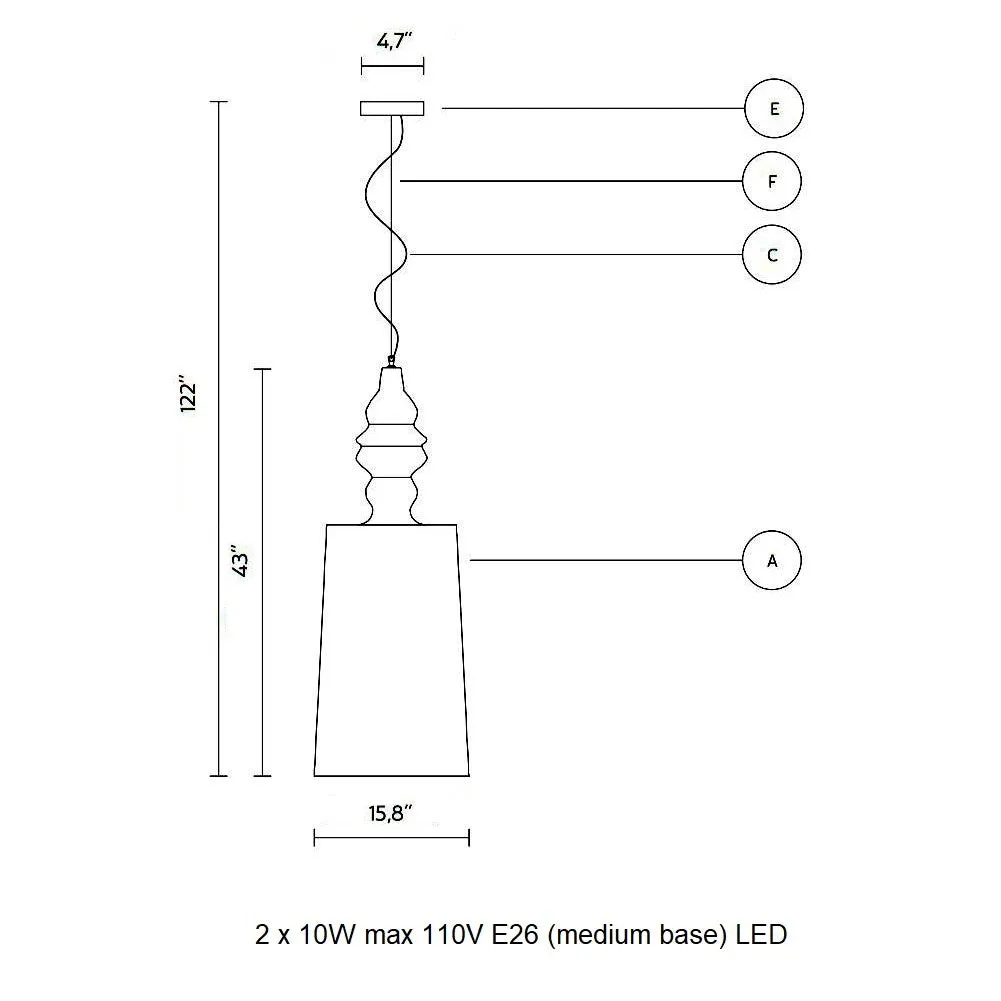 Alibabig Tall Outdoor Pendant Light