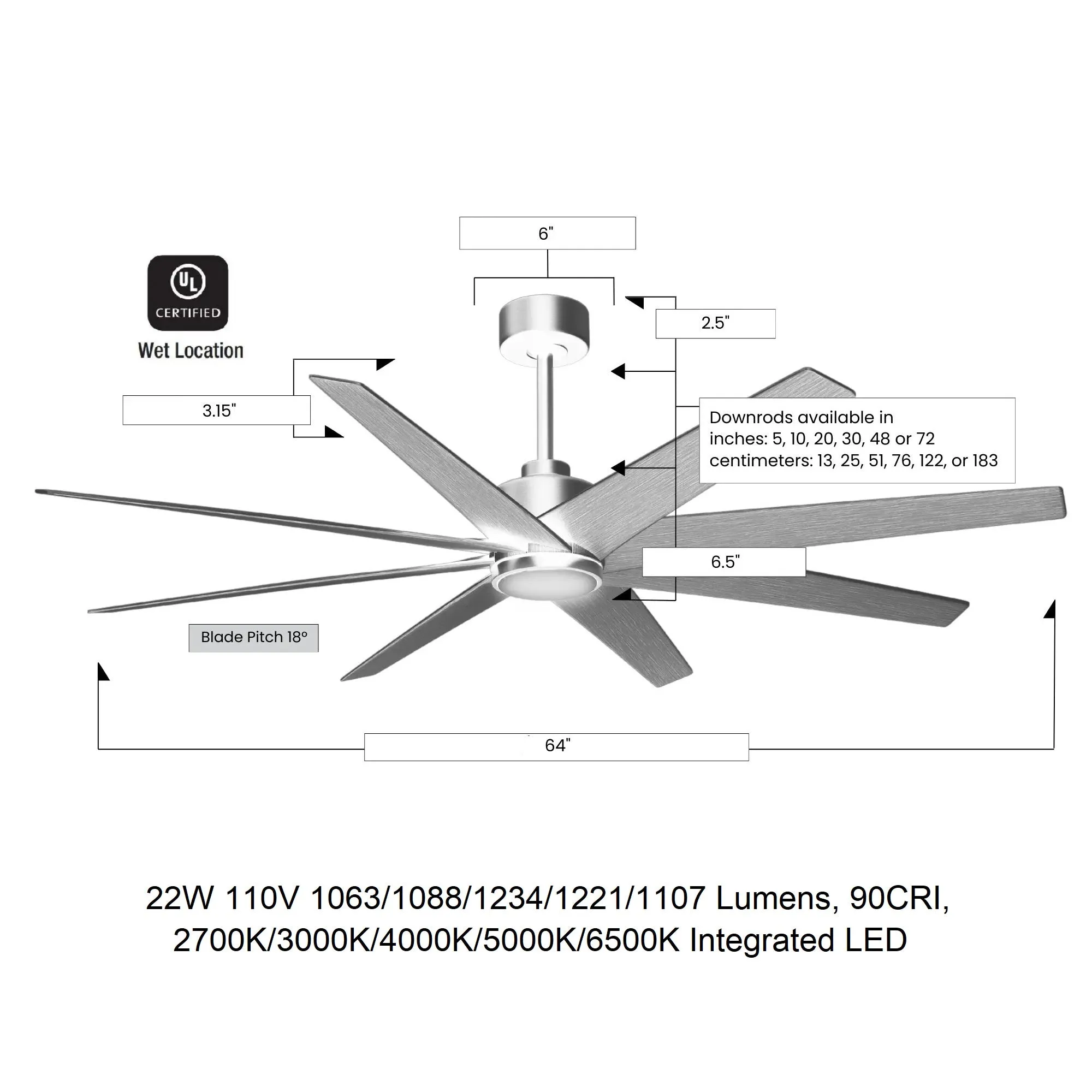 Ariella Outdoor Ceiling Fan With Light