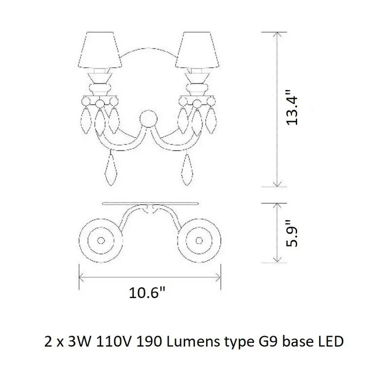Belle de Nuit 2 Lights Wall Sconce