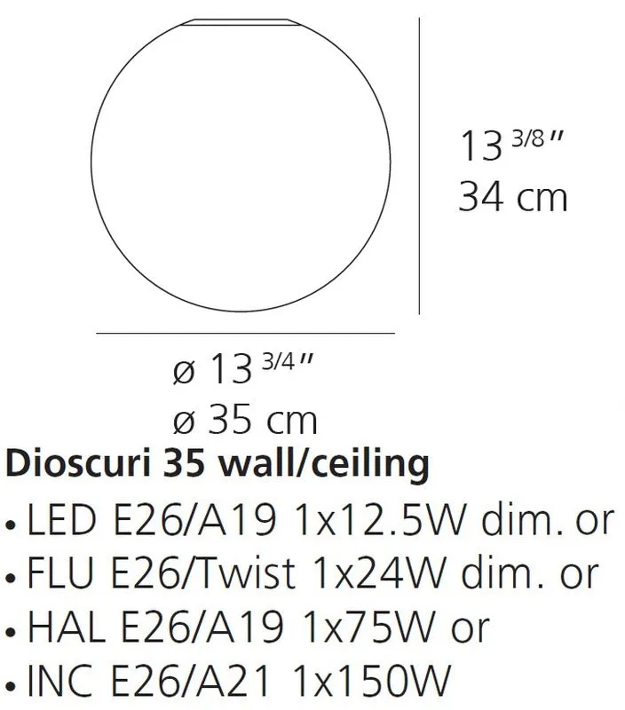 Dioscuri Wall/Ceiling Light