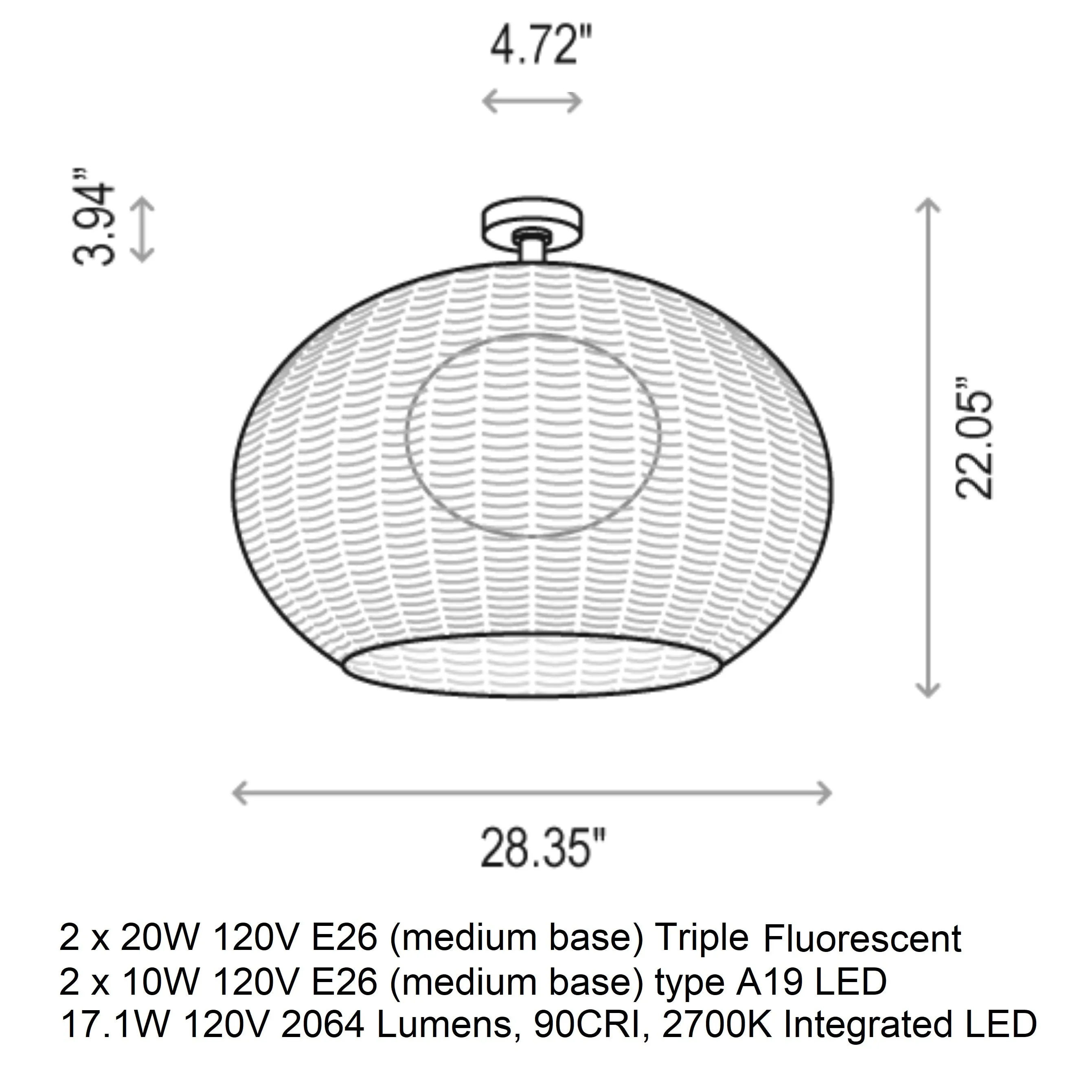 Garota Outdoor Semi Flush Mount