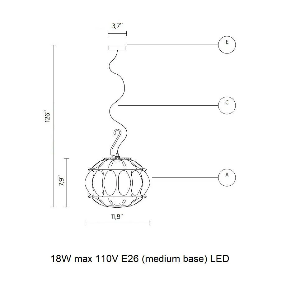 Ginger Hook Oval Outdoor Pendant Light