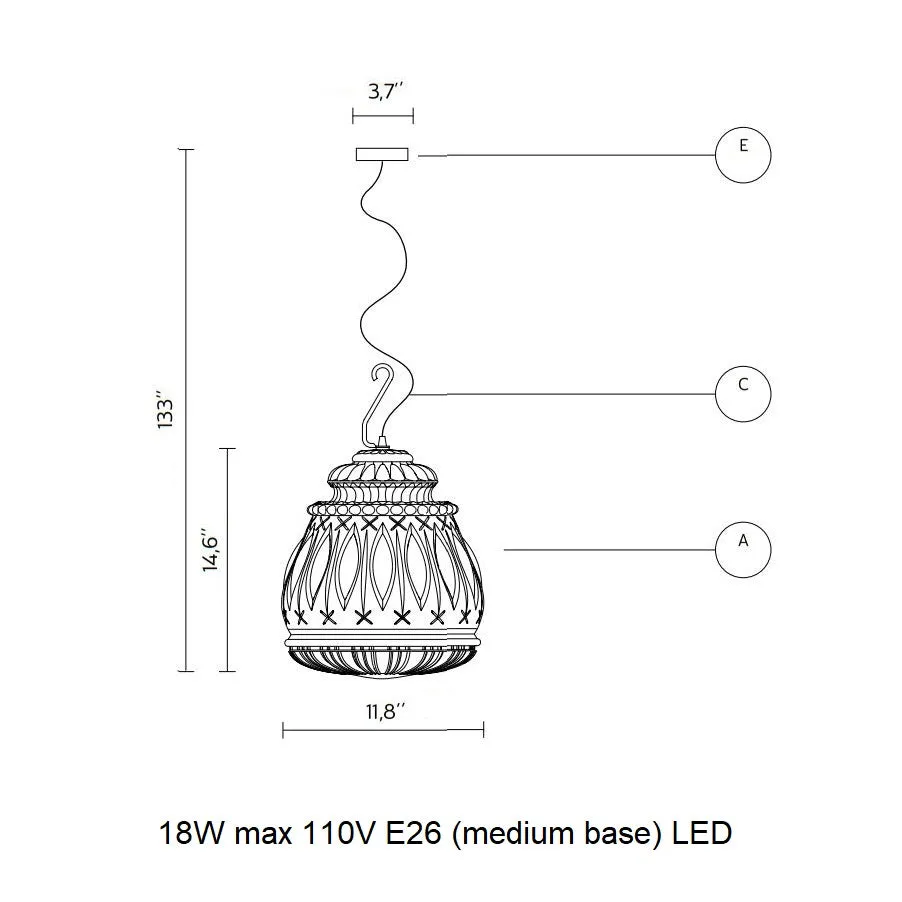 Ginger Hook Pear Outdoor Pendant Light