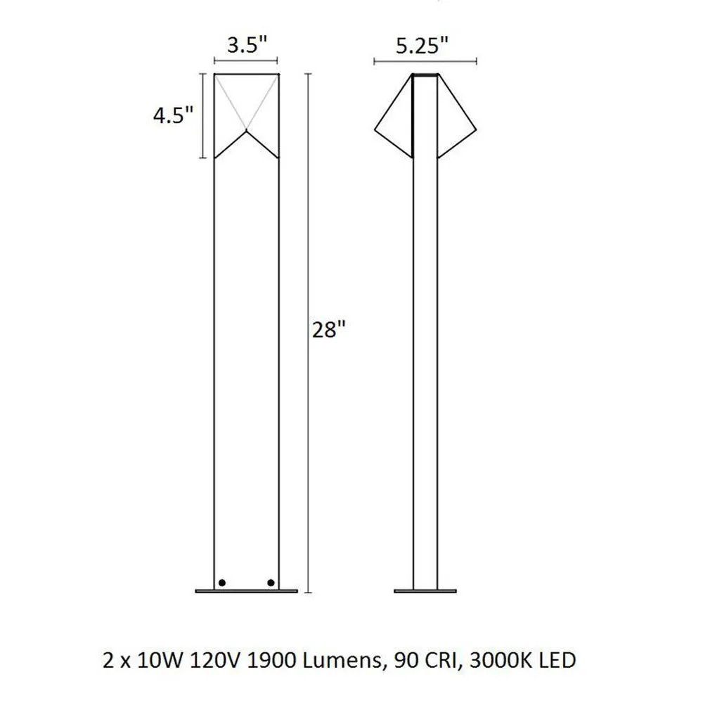 Inside-Out Triform Compact 2-Light LED Bollard