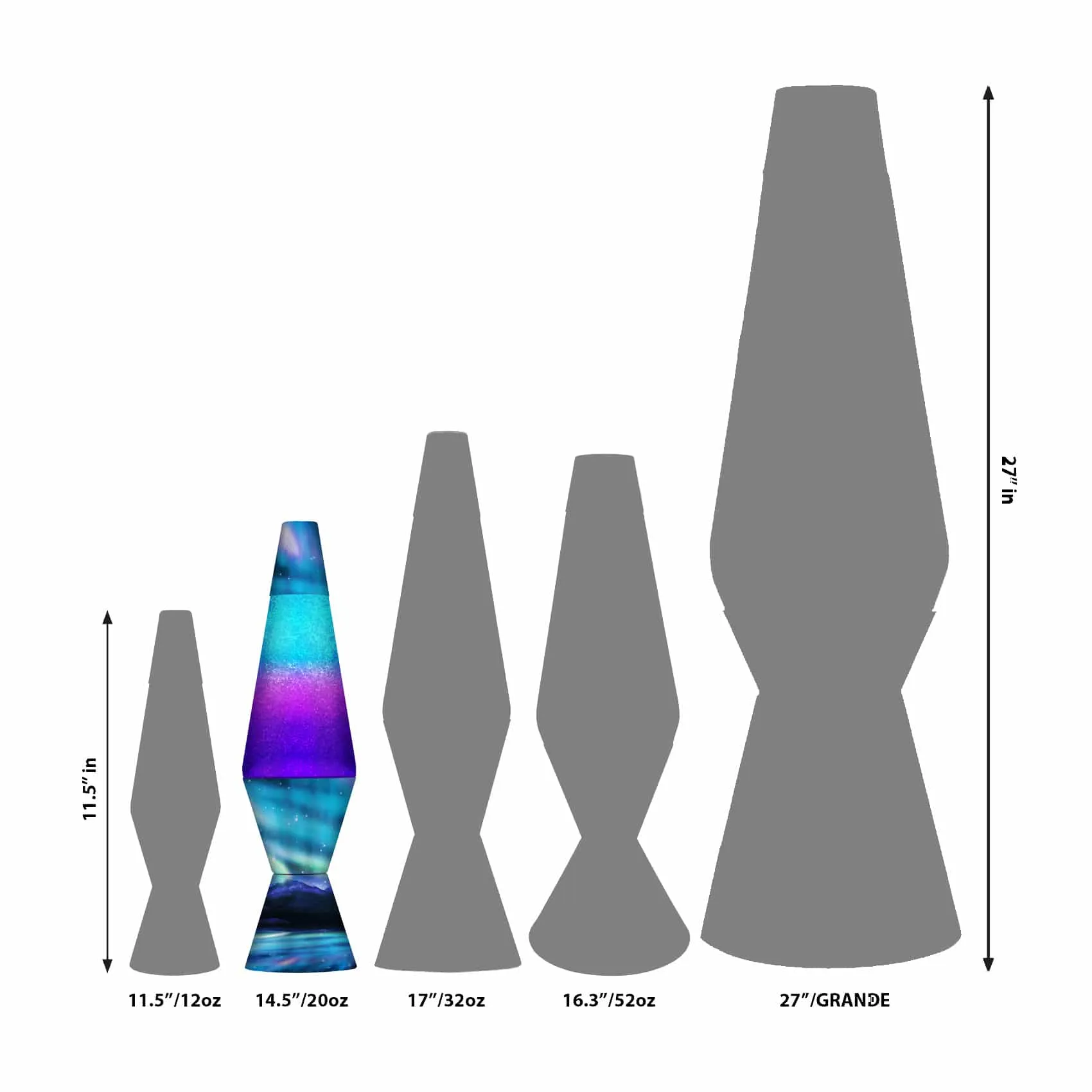 Lava Lamp - 14.5" - Northern Lights Glitter