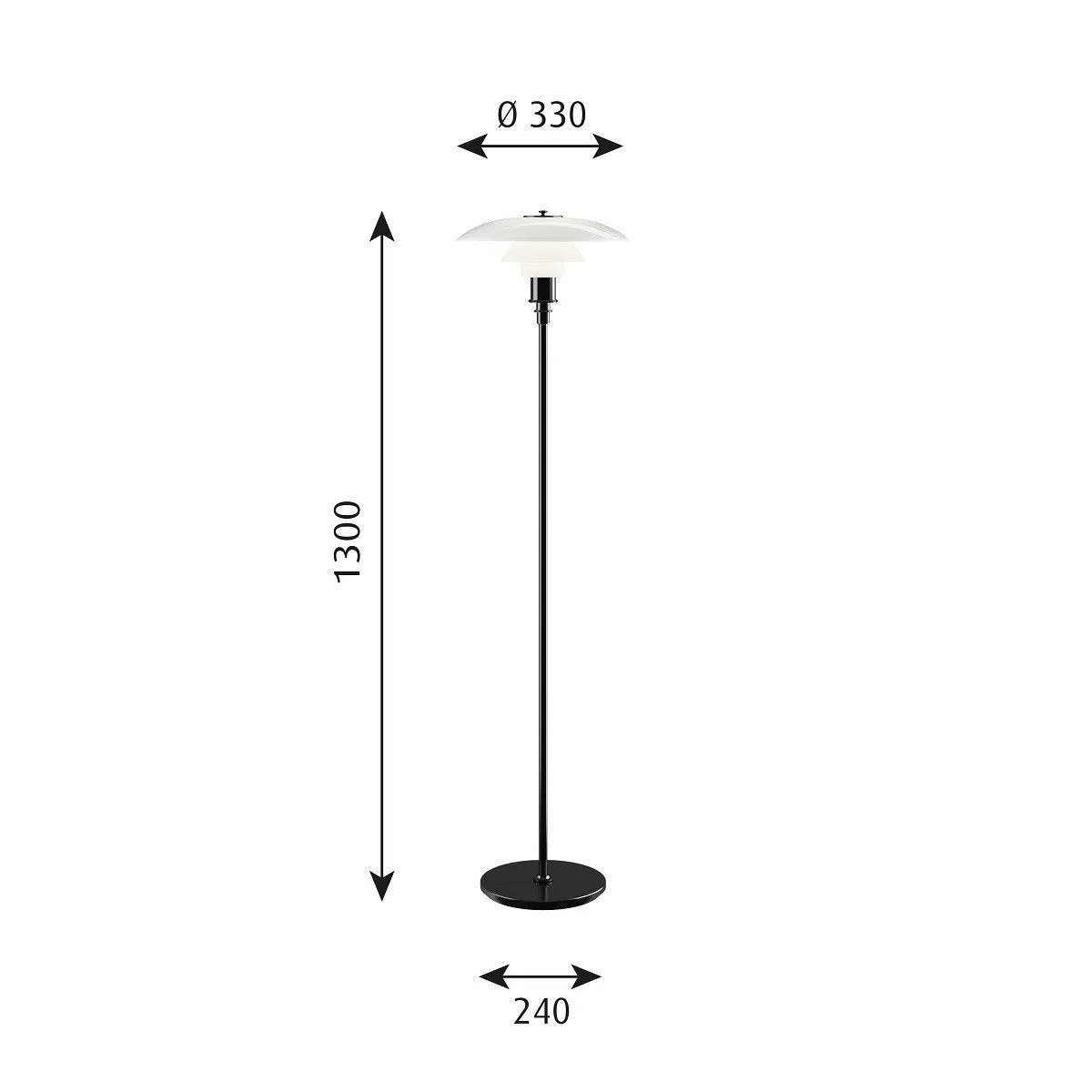 Louis Poulsen Ph 31/2 21/2 Floor Lamp Black Metallized