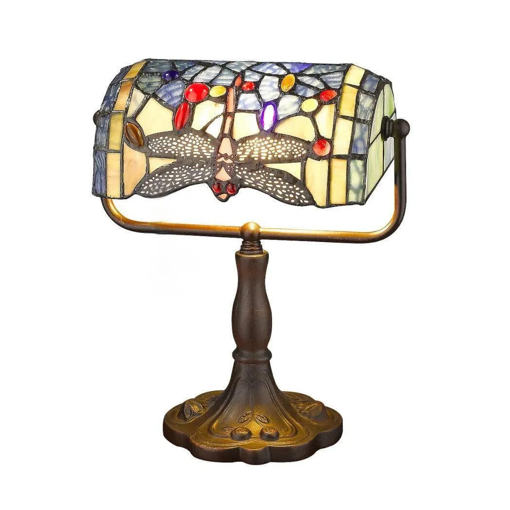 Minster Dragonfly Tiffany Bankers Lamp - 30cm