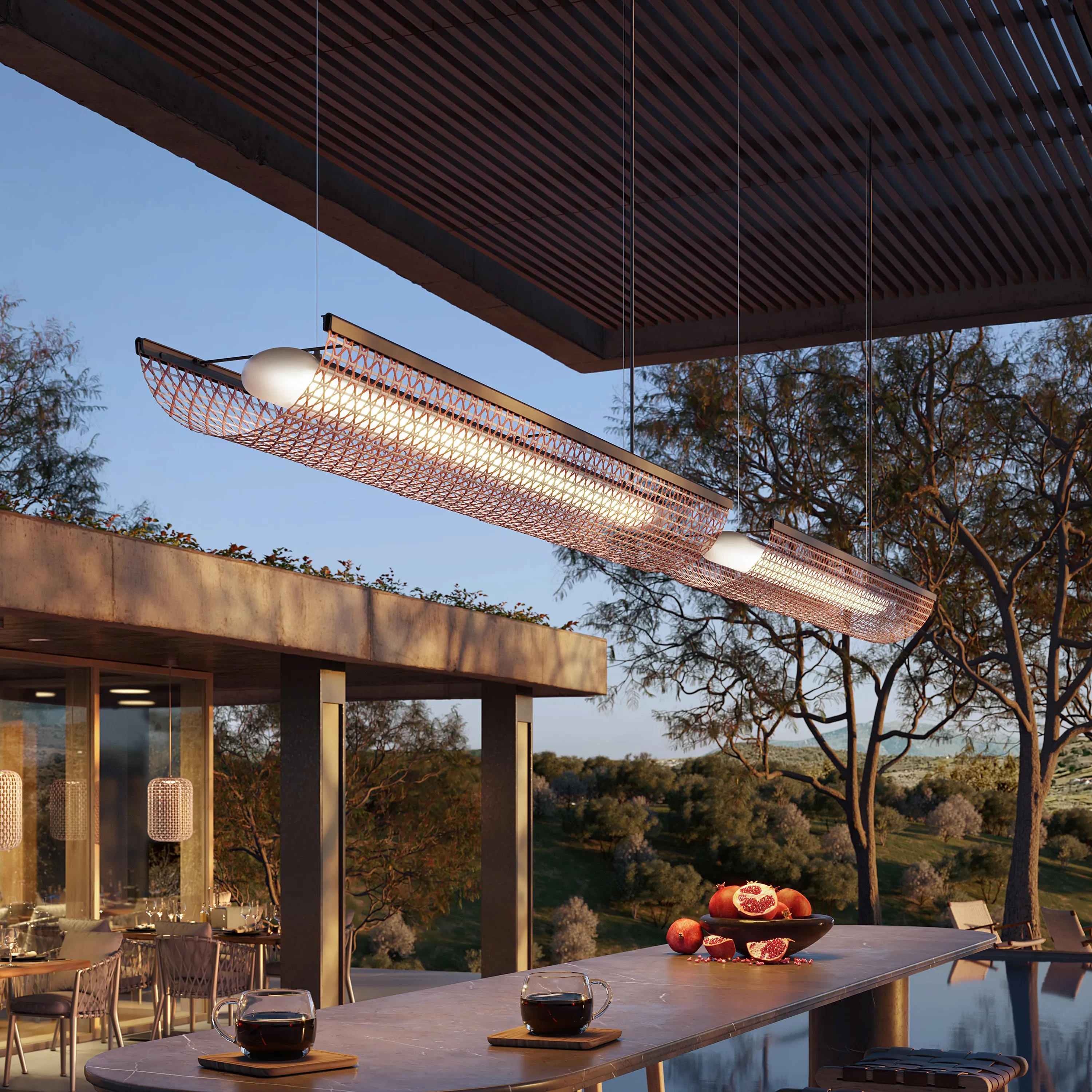 Nans Balis Outdoor LED Linear Pendant Light