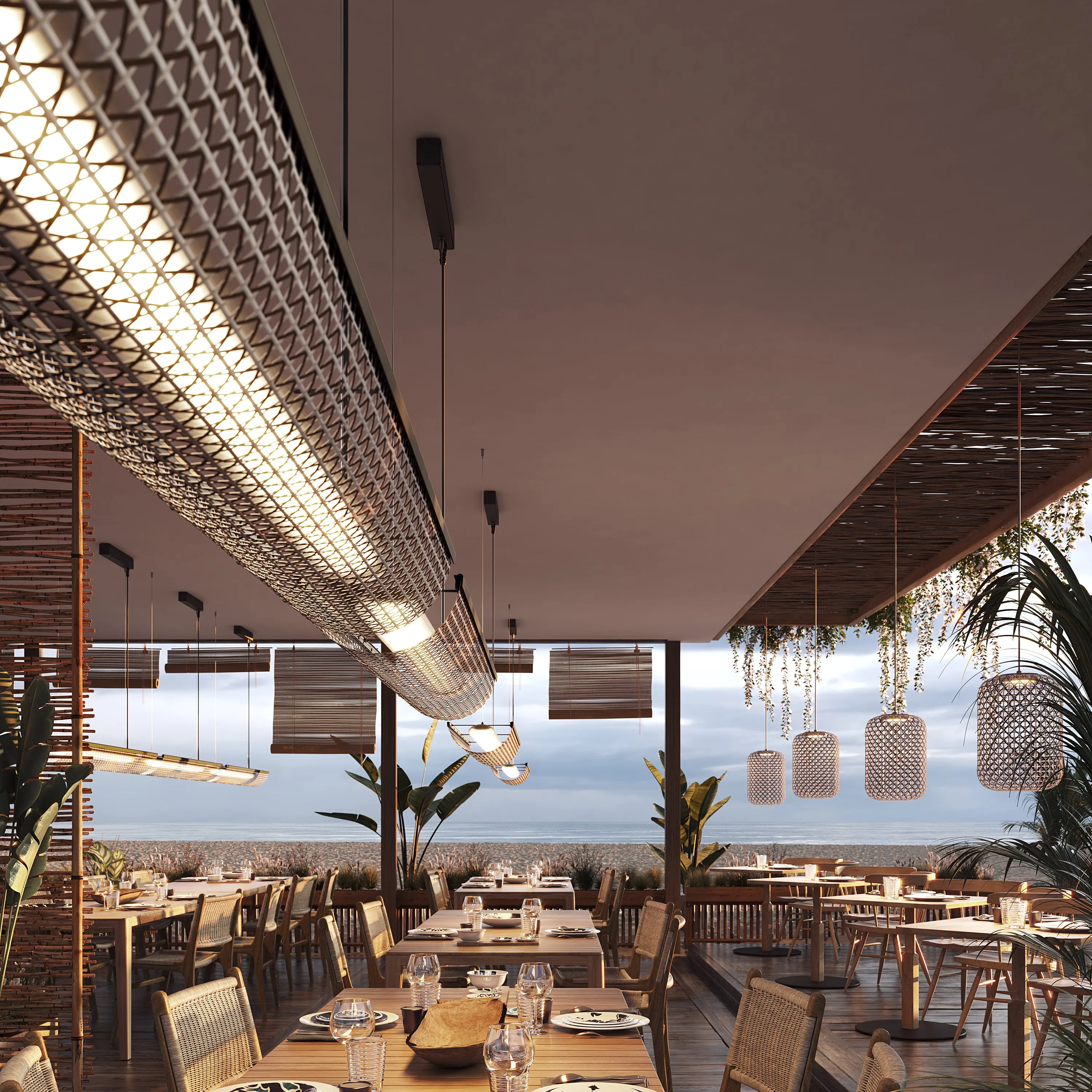 Nans Balis Outdoor LED Linear Pendant Light