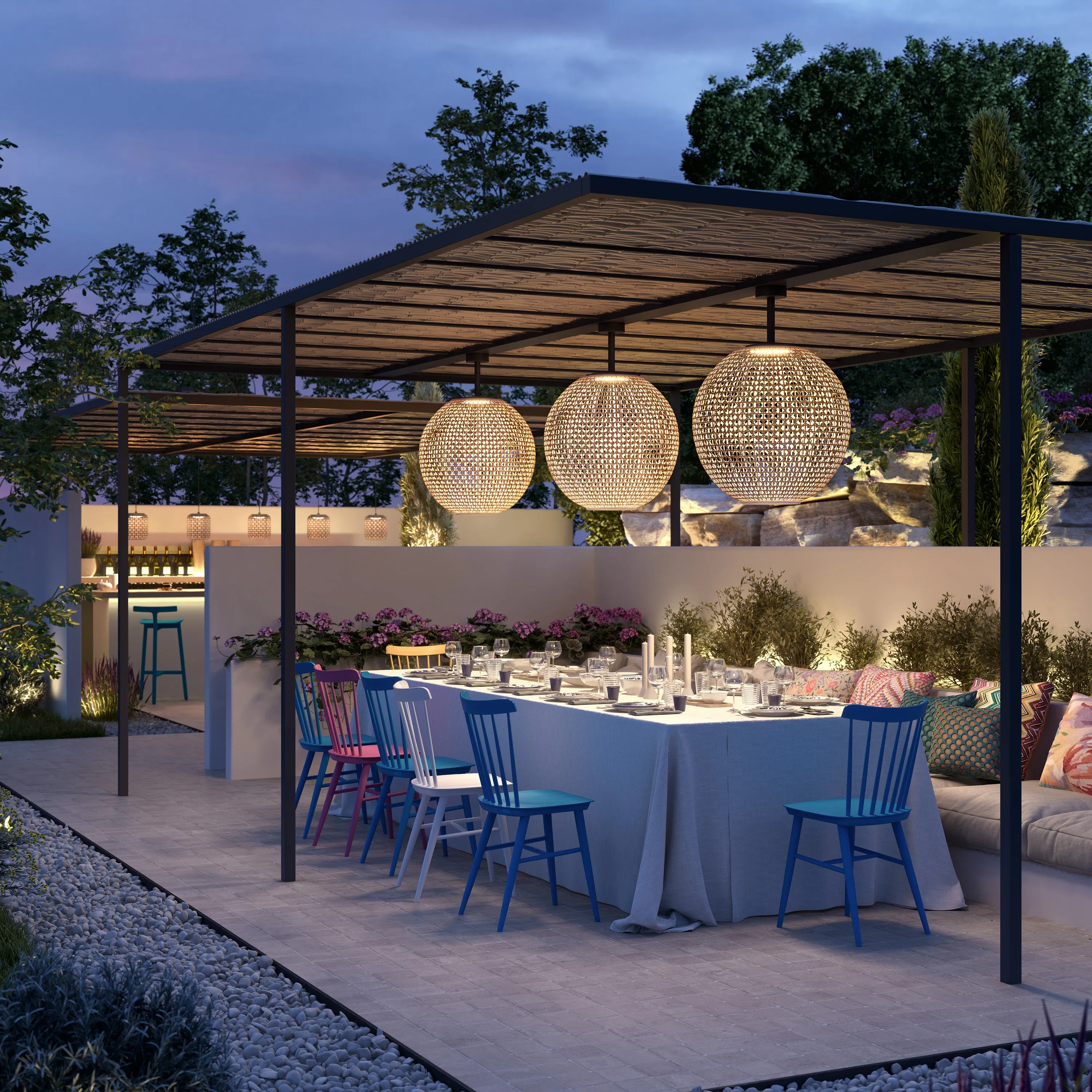 Nans Sphere Outdoor LED Semi Flush Mount
