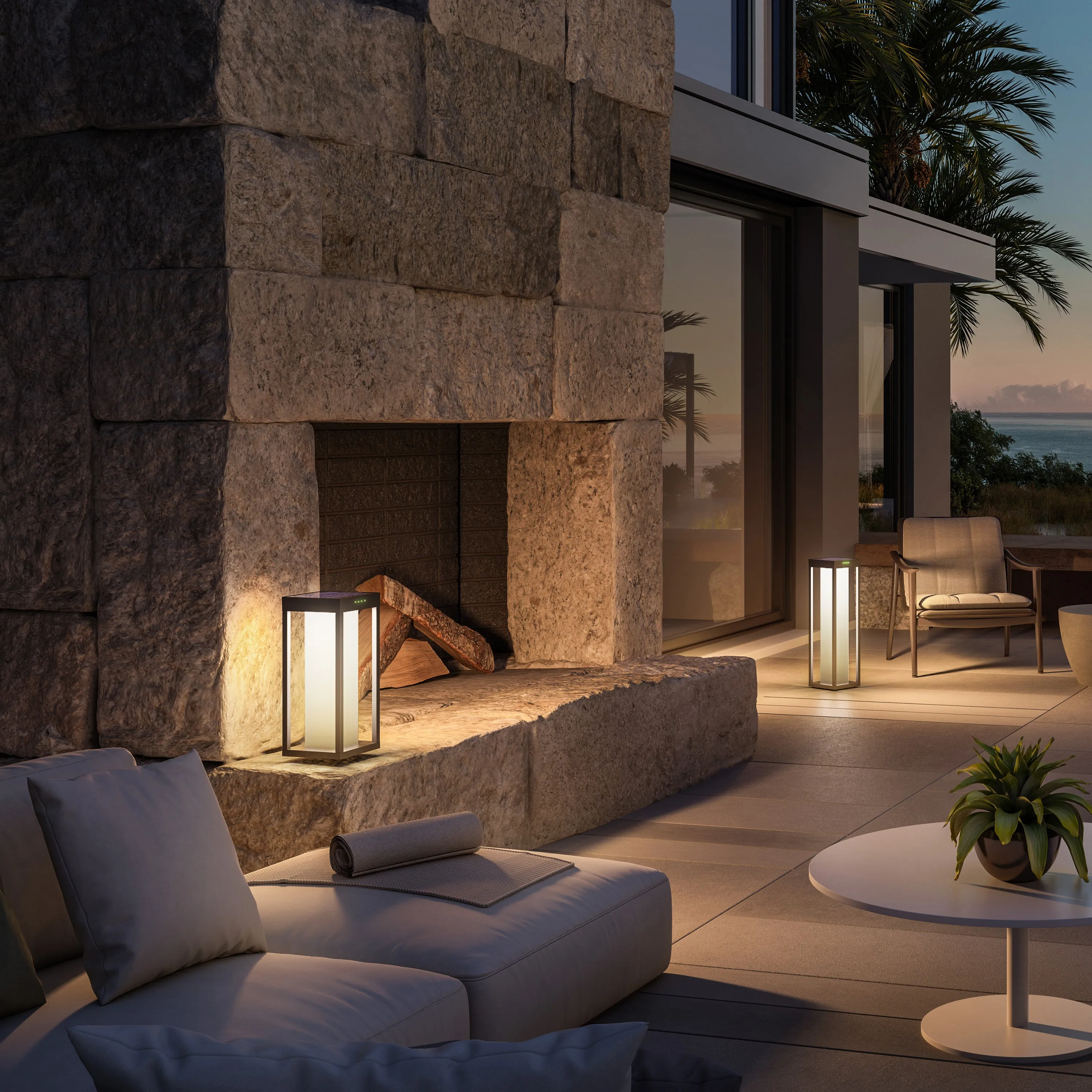 Radia Moon Outdoor LED Solar Bollard Light