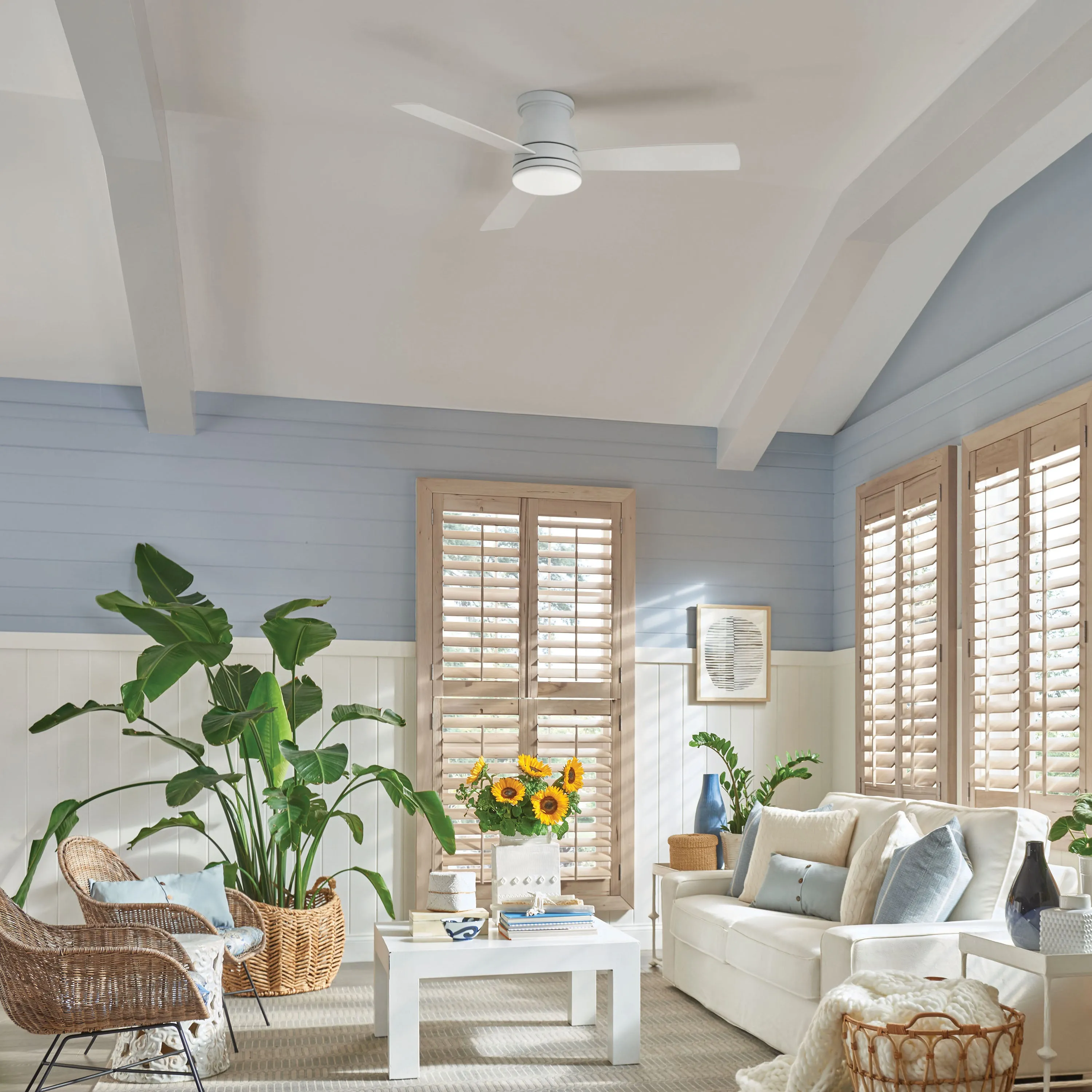 Trey Outdoor Flush Mount LED Ceiling Fan