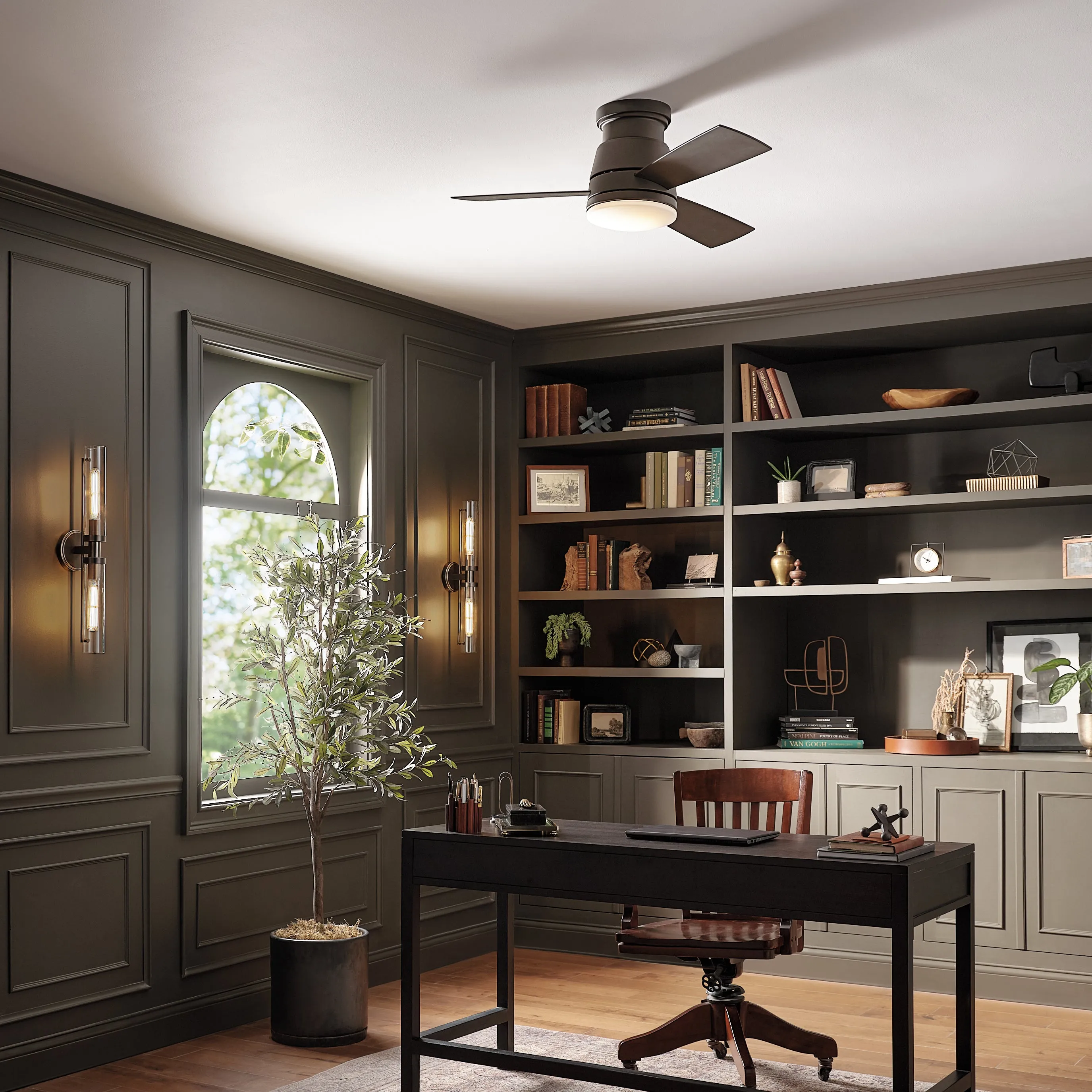 Trey Outdoor Flush Mount LED Ceiling Fan