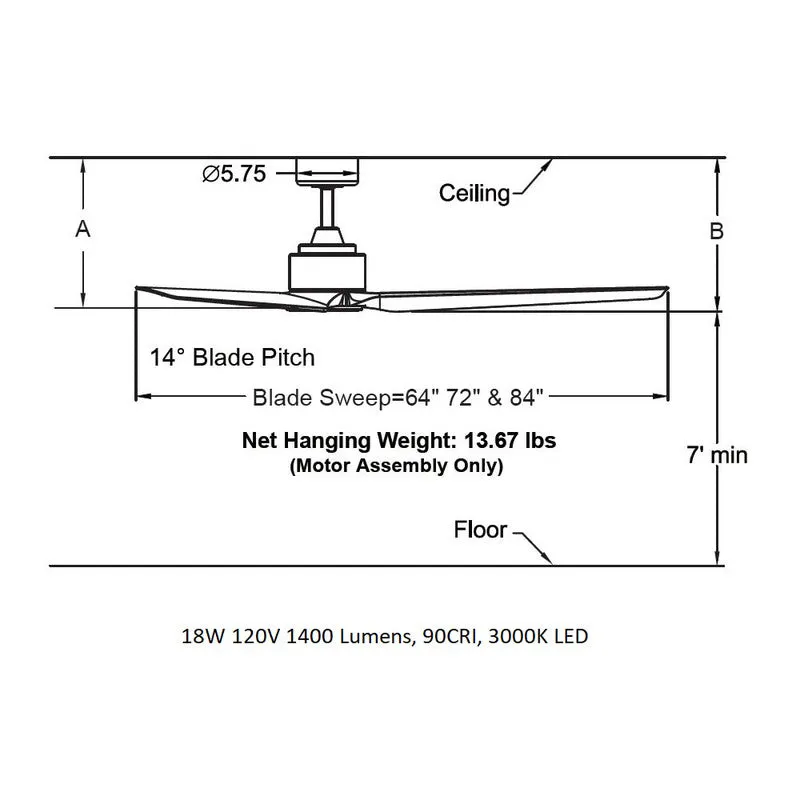 TriAire Custom 64 Inch Outdoor Ceiling Fan